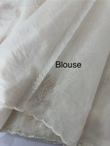 Mul chanderi tissue applique work saree MSH139 (2)- Offwhite