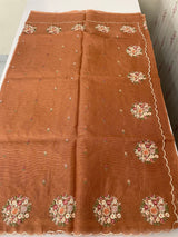Kota checks saree with embroidery MS7645 Brick