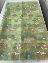 Organza saree with embroidery - MOS390 PastelGreen