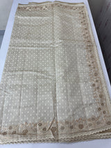 Cutwork blended tussar saree - Cream MS5222
