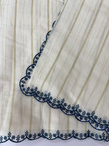 Mul chanderi cotton saree with scalloped borders - MNM131 TealBlue