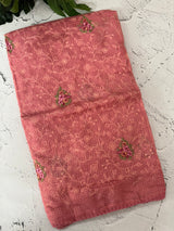 Soft kota checks saree with embroidery - MS7679 Peach