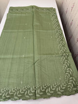 Semi tussar saree with cutwork MSHK566 DustyGreen