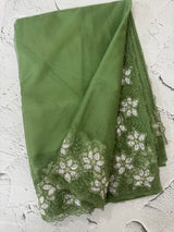 Soft organza saree with sequins cutwork borders- MCW541 - Green