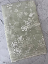 Crush Tissue Organza saree with embroidery - MS14799 Pastel SageGreen