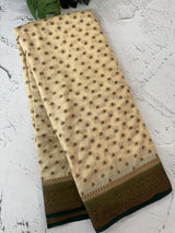 Crepe Banarasi viscose Georgette saree with brocade blouse MS953211- Offwhite to Green