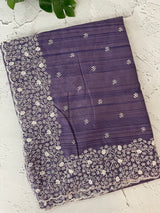 Semi tussar saree with embroidery MST121 - Purple