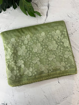 Glass tissue organza saree with embroidery MSF121 DustyGreen(2)