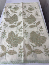 Mul chanderi tissue applique work saree MSH177