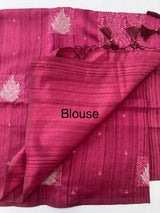 Blended matka Tussar silk saree with embroidery MS4899