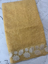 Soft Organza saree with thread work and tissue applique borders - MCW605 Yellow