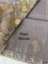 Designer organza-tissue silk blend saree with embroidery MSHW431