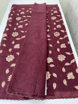 Soft Organza saree with tissue applqiue work - MSH989 Wine