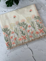 Mul chanderi embriodery saree with scalloped borders MSH176