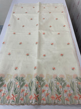 Mul chanderi embriodery saree with scalloped borders MSH176