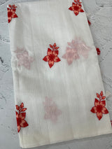 Soft Netkota saree with embroidery MSH298(1) White to Red