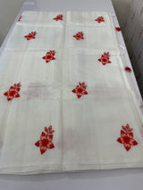 Soft Netkota saree with embroidery MSH298(1) White to Red