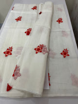 Soft Netkota saree with embroidery MSH298(1) White to Red