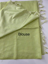 Semi tussar saree with thread work MTS1001 - Cream to Green