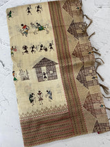 Kanta Handstitched Blended printed matka tussar silk saree MS15489