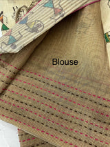 Kanta Handstitched Blended printed matka tussar silk saree MS15489