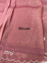 Soft crush Organza saree with embroidery and applique work MS14764