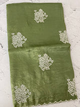 Soft crush Organza saree with embroidery and applique work MS14764