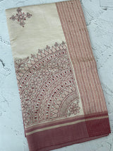 Blended tussar silk saree with hand embroidery MS40488