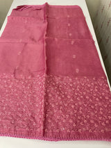 Soft kota checks saree with embroidery - MS7695 DustyMauve