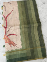 Soft Printed Blended matka tussar silk saree- MMT467