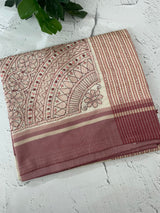 Blended tussar silk saree with hand embroidery MS40488