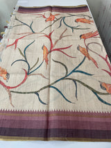 Soft Printed Blended matka tussar silk saree- MMT467