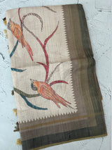 Soft Printed Blended matka tussar silk saree- MMT467