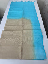 Semi tussar saree with thread work MTS1001 - Cream to Blue