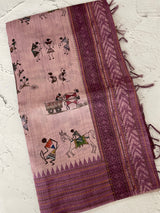 Kanta Handstitched Blended printed matka tussar silk saree MS15489
