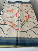 Soft Printed Blended matka tussar silk saree- MMT467