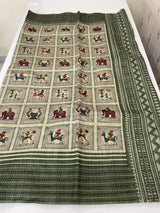 Kanta Handstitched Blended printed matka tussar silk saree MS15489