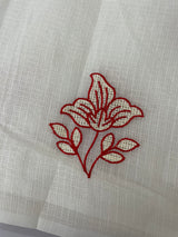 Soft Netkota saree with embroidery MSH298(3)White to Red