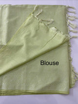 Semi tussar saree with thread work MTS1001 - Offwhite to Green