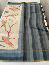 Soft Printed Blended matka tussar silk saree- MMT467