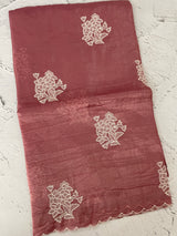 Soft crush Organza saree with embroidery and applique work MS14764