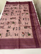 Kanta Handstitched Blended printed matka tussar silk saree MS15489