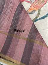 Soft Printed Blended matka tussar silk saree- MMT467