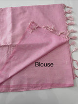 Semi tussar saree with thread work MTS1001 - OffWhite to Pink