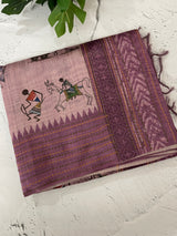 Kanta Handstitched Blended printed matka tussar silk saree MS15489