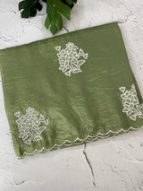 Soft crush Organza saree with embroidery and applique work MS14764