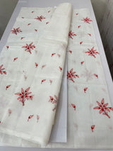 Soft Netkota saree with embroidery MSH298(2)White to Red