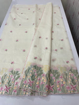 Mul chanderi embriodery saree with scalloped borders MSH176