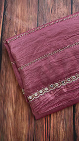 Handworked crush Organza saree with stones and cutbeads MZTS122 - CopperPink