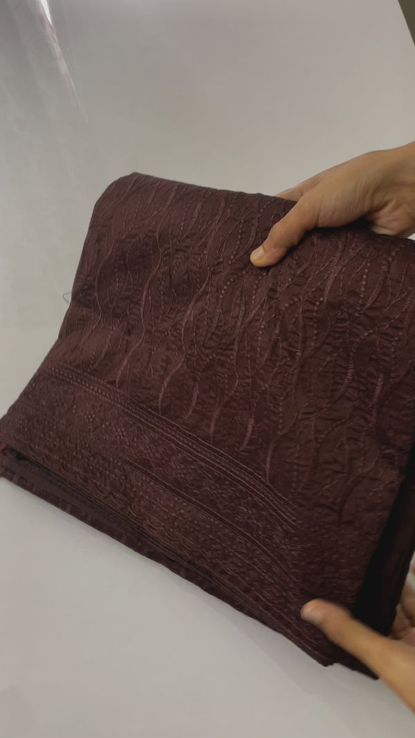 Semi tussar silk saree with heavy embroidery- MSTD412 DARK CHOCOLATE